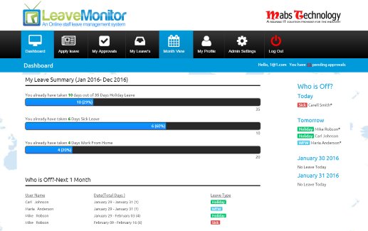 leave monitor dashboard