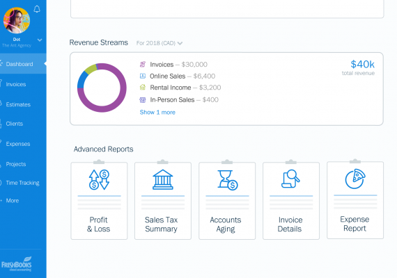 FreshBooks dashboard