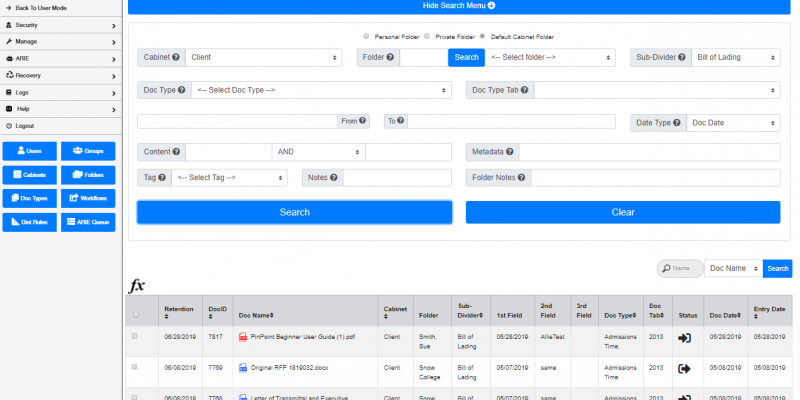 Pinpoint document system