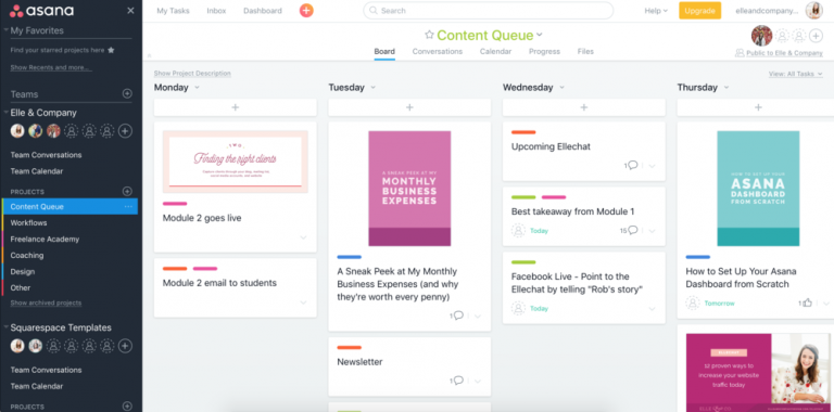 asana dashboard