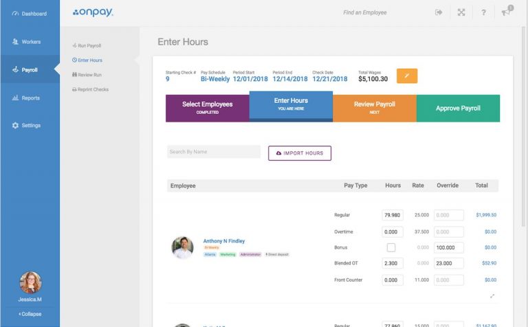 onpay payroll dashboard