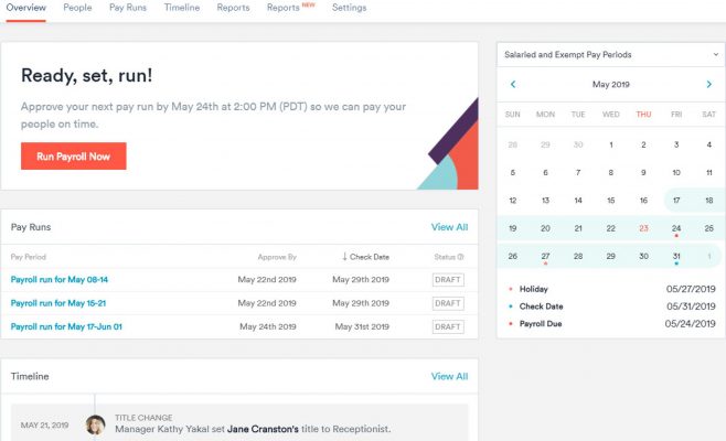 zenefits payroll dashboard