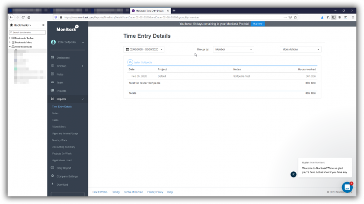 Monitask dashboard